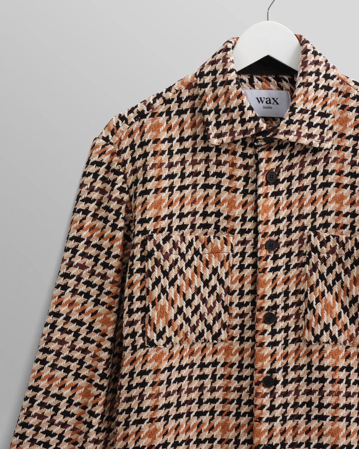 Wax London Whiting Overshirt Natural Houndstooth-Weave