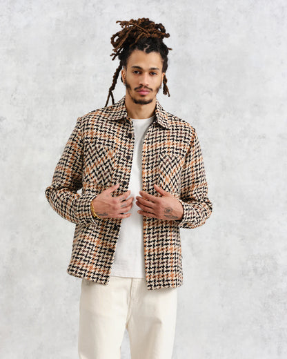 Wax London Whiting Overshirt Natural Houndstooth-Weave