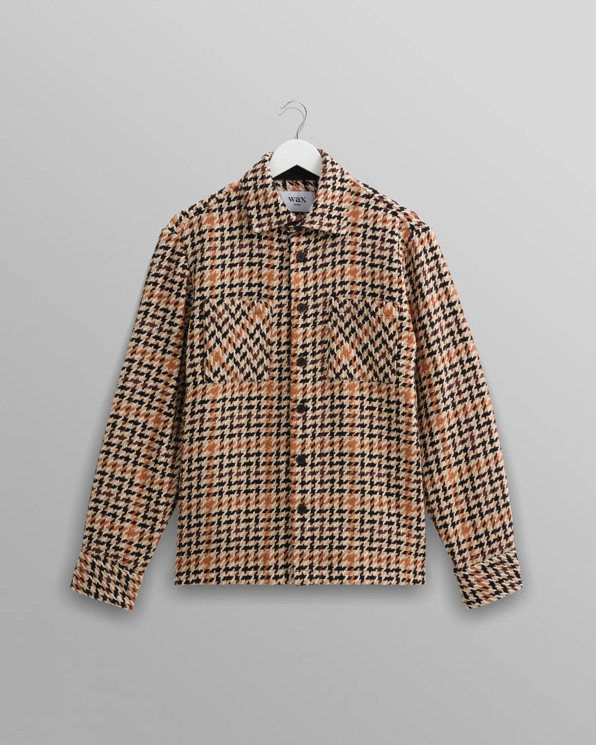 Wax London Whiting Overshirt Natural Houndstooth-Weave