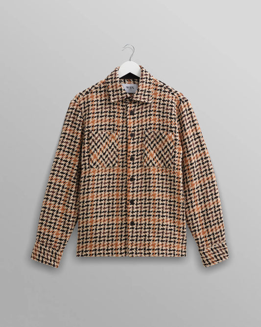 Wax London Whiting Overshirt Natural Houndstooth-Weave