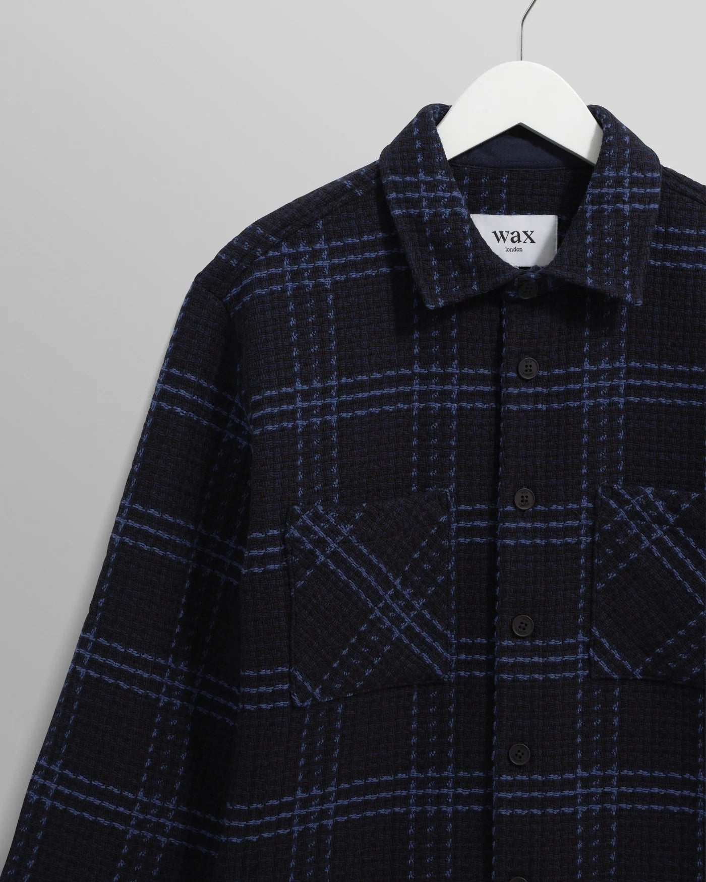 Wax London Whiting Overshirt Navy and Blue Skate Check