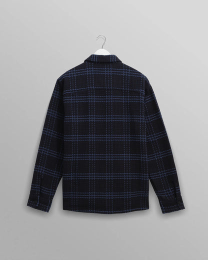 Wax London Whiting Overshirt Navy and Blue Skate Check
