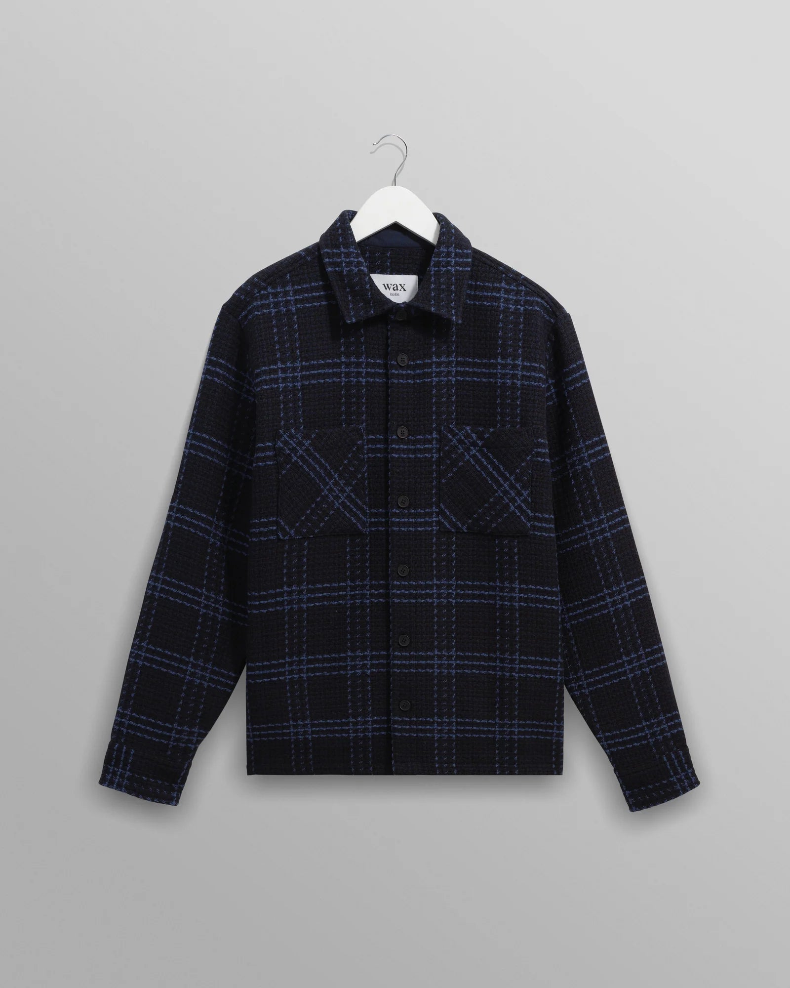 Wax London Whiting Overshirt Navy and Blue Skate Check