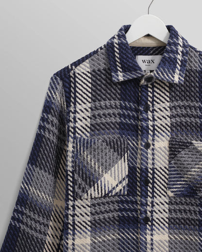 Wax London Whiting Overshirt Navy Spear Check