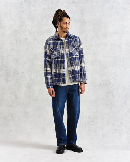 Wax London Whiting Overshirt Navy Spear Check