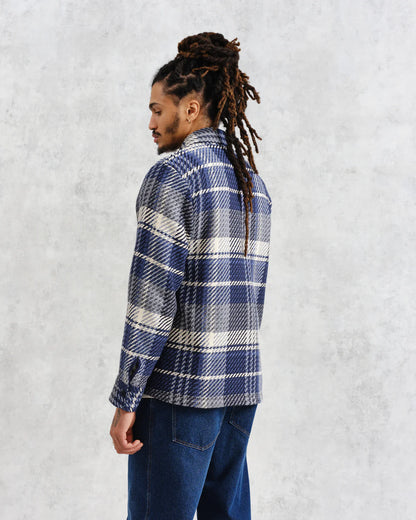 Wax London Whiting Overshirt Navy Spear Check