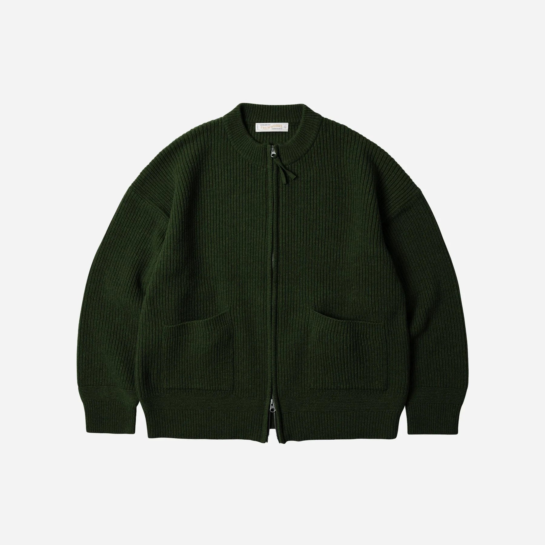 FrizmWORKS Wool Deck Zip Up Cardigan Forest Green